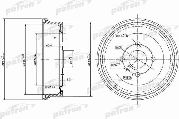 Барабан тормозной задн OPEL ASTRA F CLASSIC хечбэк 98-02, ASTRA F CLASSIC седан 98-02, ASTRA F CLAS PATRON / арт. PDR1551 - (1 шт)