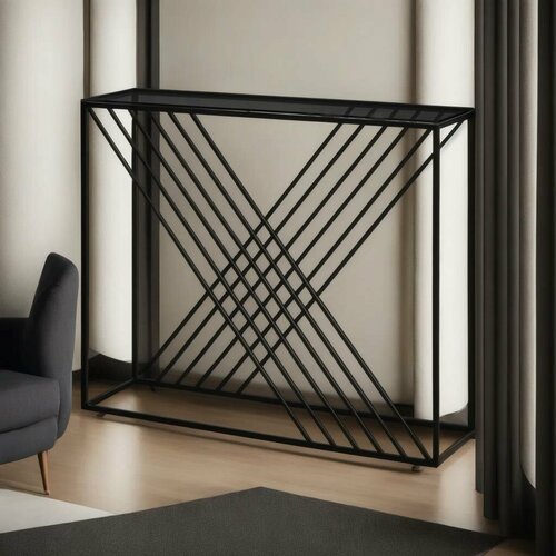 Консоль Akur Dallas (каркас черный, тонированное стекло) 990х875х280мм