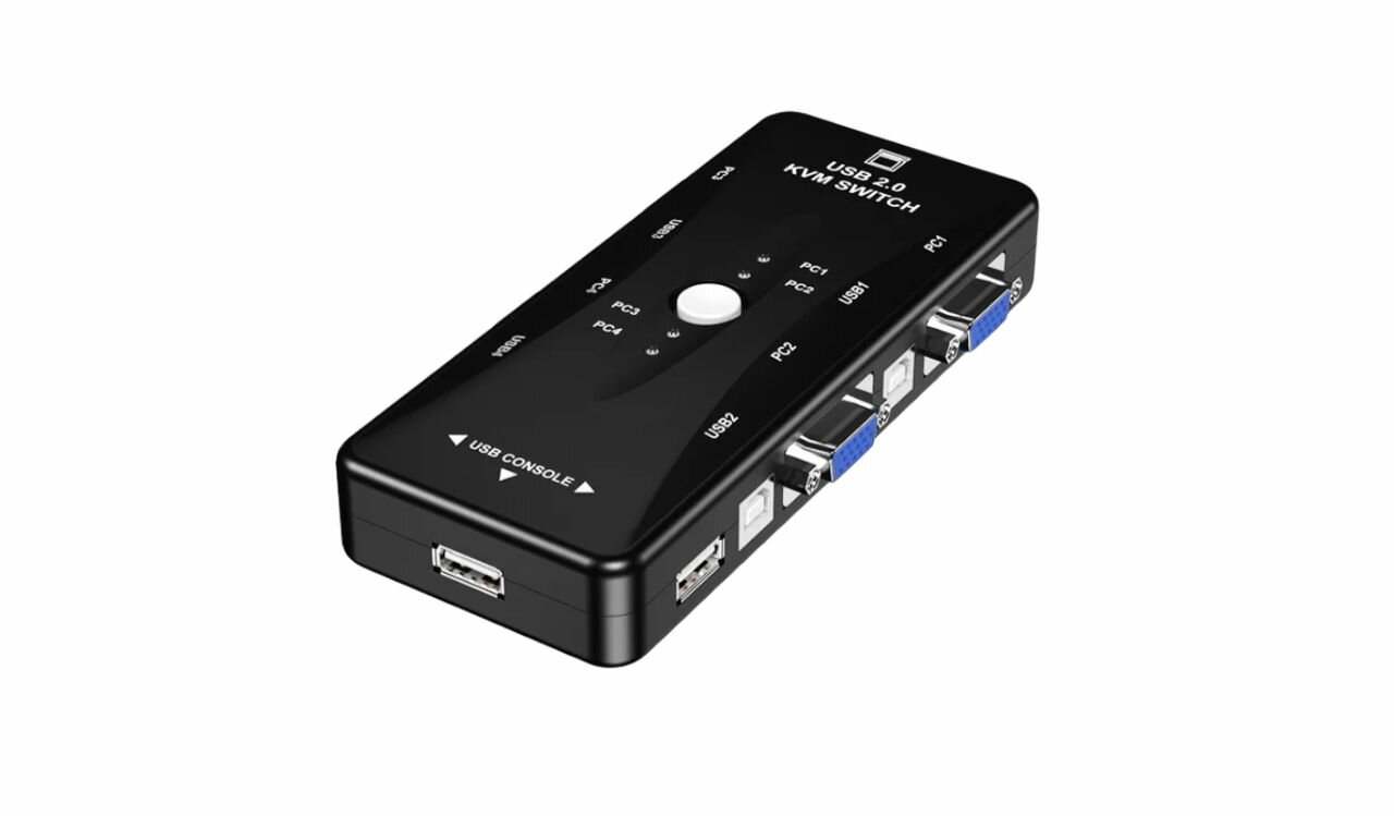 KVM переключатель/свитч VGA 4х1 USB 2.0 черный