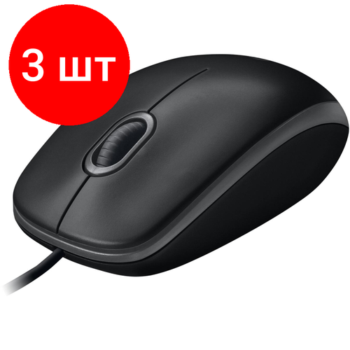 Комплект 3 штук Мышь компьютерная Logitech USB OPTICAL B100 910-006605 428100₽