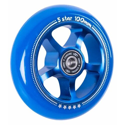 Колесо для трюкового самоката TechTeam X-Treme 100*24мм, 5 star blue колесо для самоката x treme 100 24мм 5 y grey