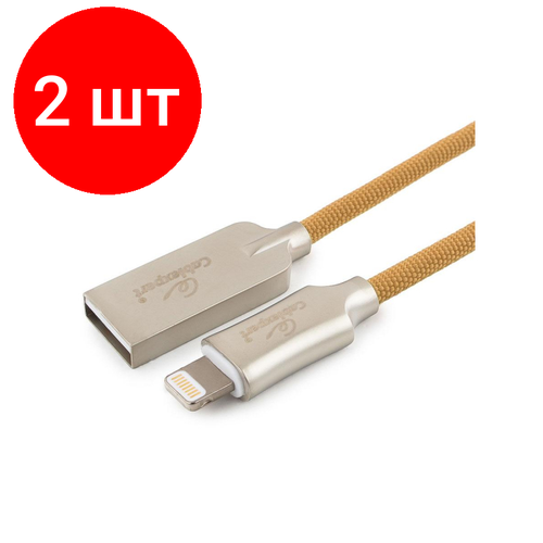 Комплект 2 штук, Кабель USB 2.0 - Lightning MFI, М/М, 1.8 м, Cablexpert, CC-P-APUSB02Gd-1.8M комплект 5 штук кабель usb 2 0 lightning mfi м м 1 м cablexpert зо cc p apusb02gd 1m