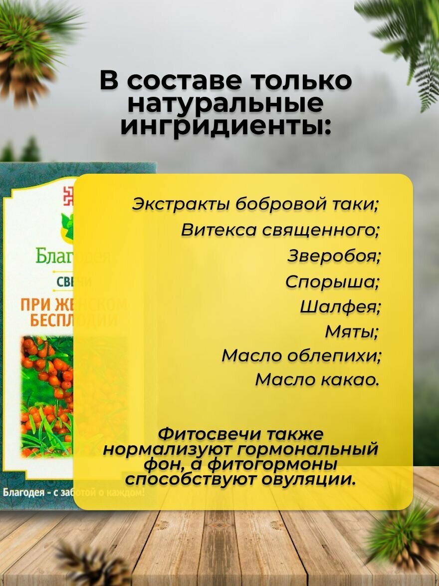 Картинки Фитосвечи при женском бесплодии Благодея-Алтай 10 шт, картонная коробка
