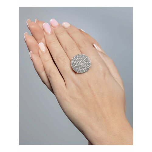 фото Кольцо l-silver, серебро, 925 проба, родирование, фианит, размер 20, белый, серый