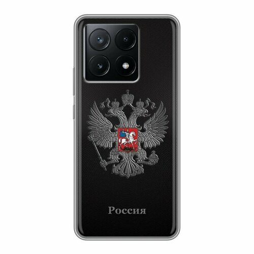 Дизайнерский силиконовый чехол для Поко Х6 5Ж / Xiaomi Poco X6 5G герб России серебро дизайнерский силиконовый чехол для поко х6 5ж xiaomi poco x6 5g котенок в шапке