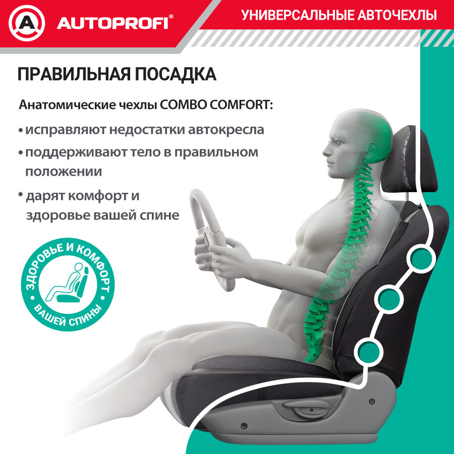 Комплект чехлов на сиденья COMFORT COMBO, материал велюр CMB-0405 BK/BL