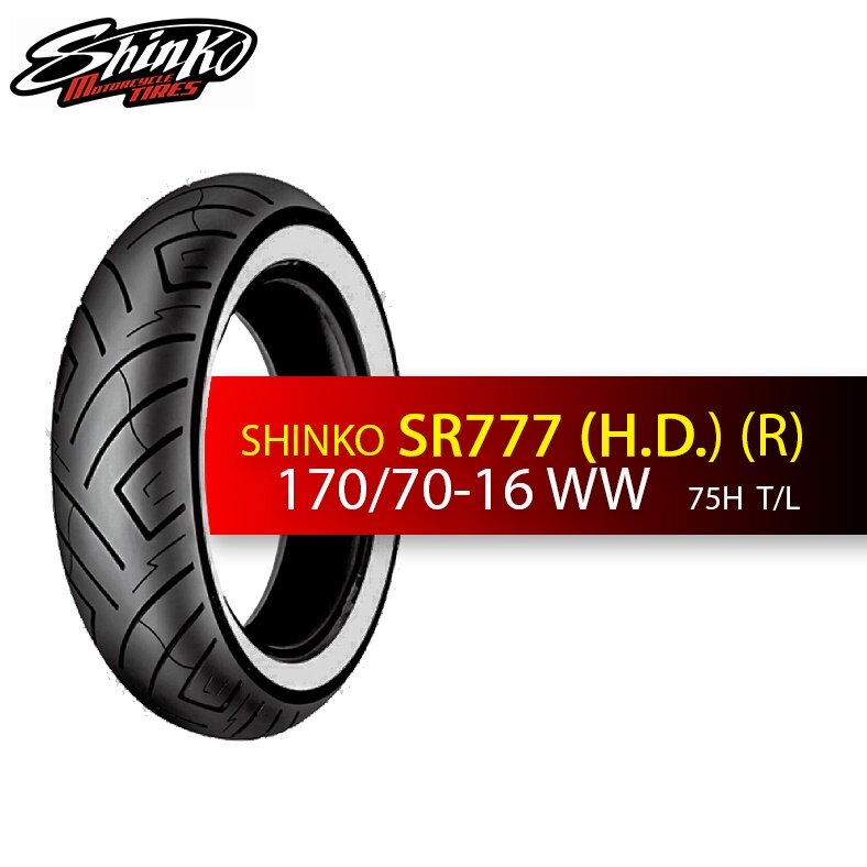 Мотошина Shinko SR777 Heavy Duty 170/70-16 75H TL WW (белобокая)