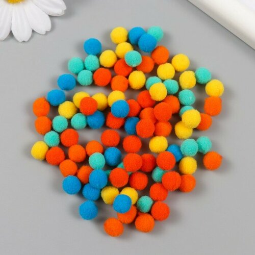 Рукоделие Помпоны, 8 мм, 100 шт/упак, 100% полиэстер, 5 цветов в ассортименте по 20 шт