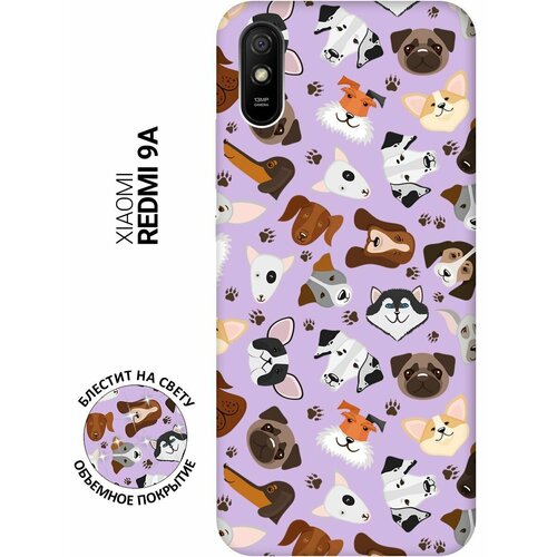 Силиконовый чехол на Xiaomi Redmi 9A, Сяоми Редми 9А Silky Touch Premium с принтом Dogs Pattern сиреневый силиконовый чехол на xiaomi redmi 12 сяоми редми 12 silky touch premium с принтом dogs pattern сиреневый