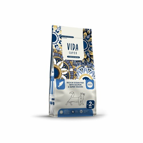 VIDA Super (Вида) Сухой корм для взрослых кошек богатый океанской рыбой с лососем и овощами / 2 кг
