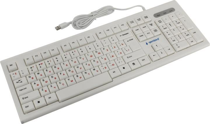 Клавиатура Gembird бежевая/белая, USB, 104 кл, 1,45 м - фото №13