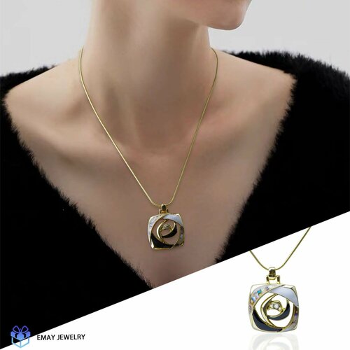 Колье Emay, гелиотис, перламутр, искусственный камень, золотистый