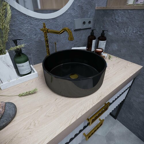 Раковина для ванной / Накладная раковина Delta 36 см, черный глянец