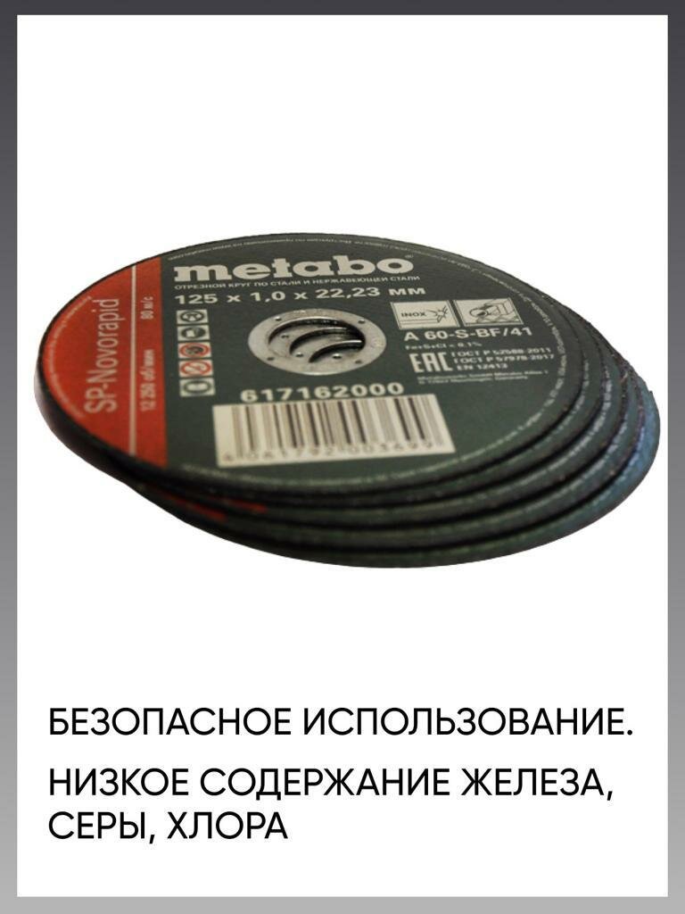 Круг отрезной по металлу 125*1.0 Metabo, диск отрезной 125