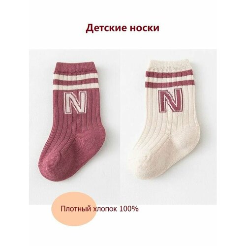 фото Носки 2 пары, размер 13,5-16 см, белый, розовый нет бренда