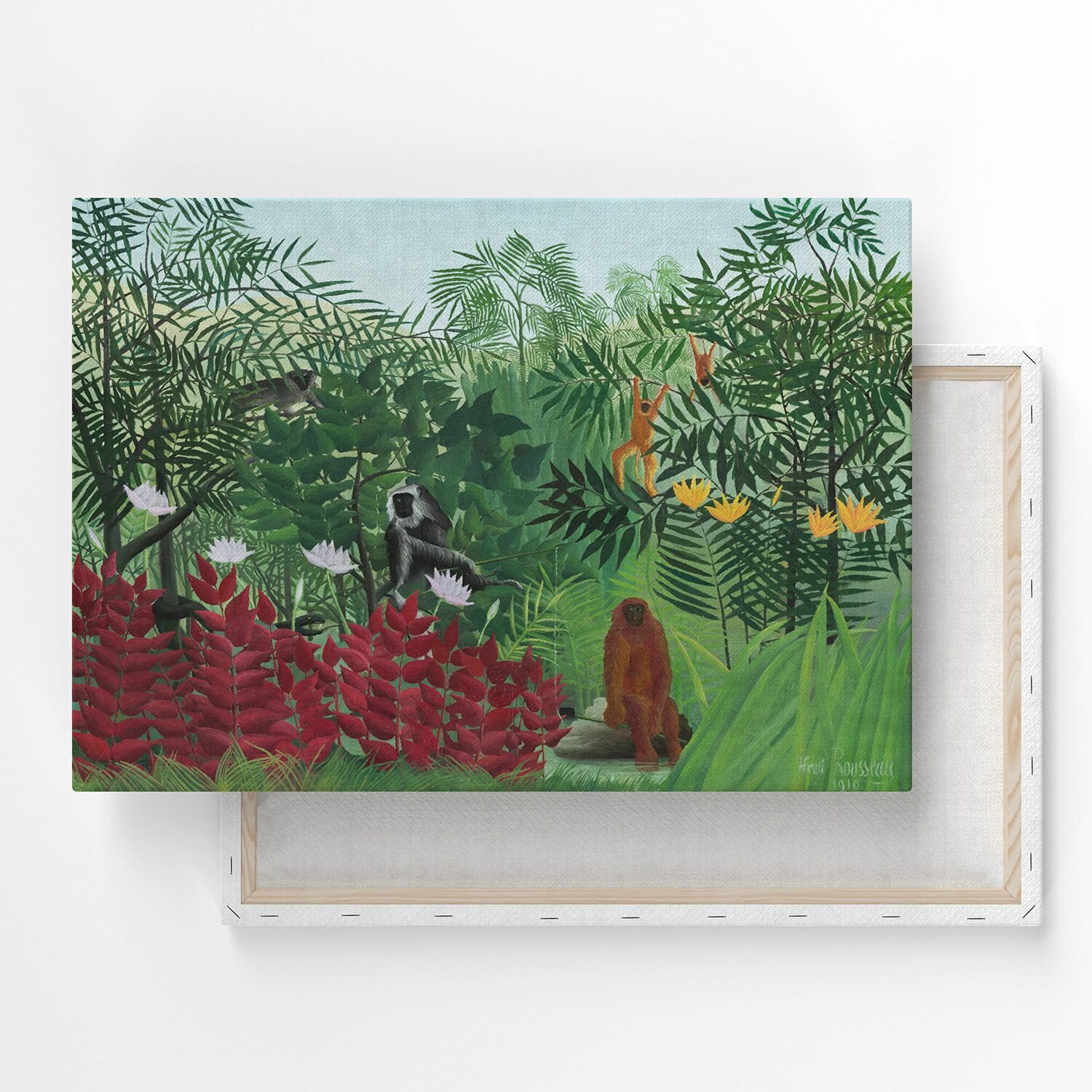 Картина на холсте репродукция / Анри Руссо - Tropical Forest with Monkeys / Размер 80 x 106 см