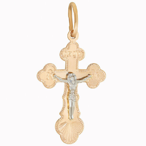 Крестик KARATOV, красное золото, 585 проба, красный, золотистый