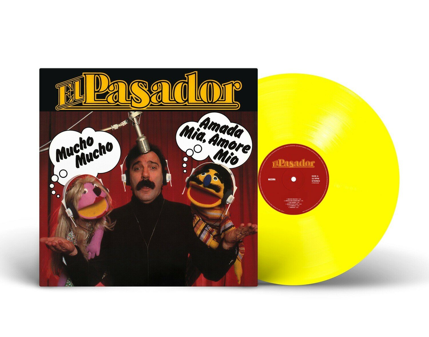 Виниловая пластинка El Pasador - "Amada Mia Amore Mio" (1978/2023) (Limited Solid Yellow Vinyl)