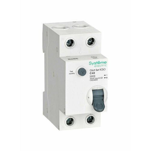 выключатель автоматический диф тока авдт 1p n с 40а 6ka 30ма тип aс 230в city9 set schneider electric c9d36640 1 шт Дифференциальный автомат (АВДТ) 1P+N С 40А 6kA 30мА Тип-AС 230В Systeme Electric City9 Set C9D36640