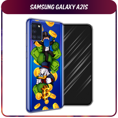 Силиконовый чехол на Samsung Galaxy A21s / Самсунг Галакси А21s Scrooge McDuck and Monopoly, прозрачный