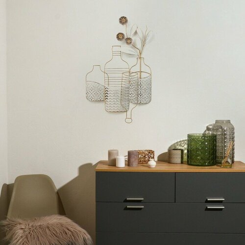 Декор настенный металл Цветы в вазах 52х5х82 см 12084₽