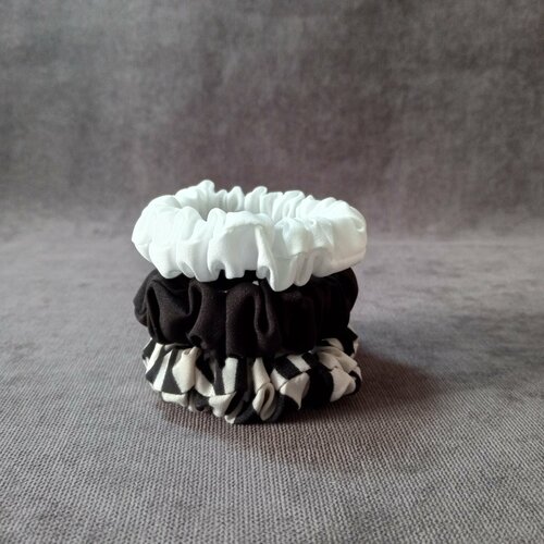 Резинки для волос узкие 3 штуки белый черный зебра