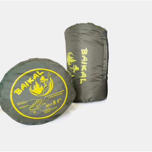 Спальный мешок-одеяло Байкал -5°C, трехсезонный, зеленый, с капюшоном