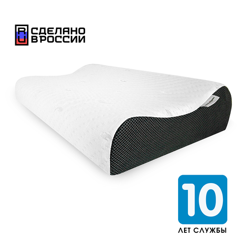 Ортопедическая подушка с эффектом памяти 60х40х11/13 см "Просто Подушка" №9 валики мягкая белый, серый, белый, черный