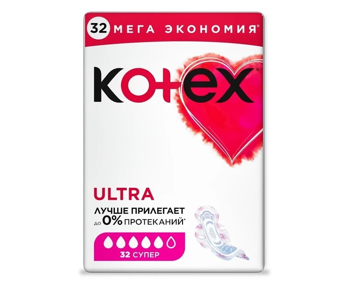 Kotex Прокладки гигиенические Ultra супер Fast Absorb, 32 шт/уп/