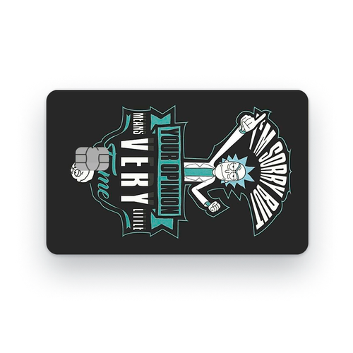 Наклейка на банковскую карту, стикер на карту, маленький чип, мемы, приколы, комиксы, стильная наклейка Рик и Морти №32