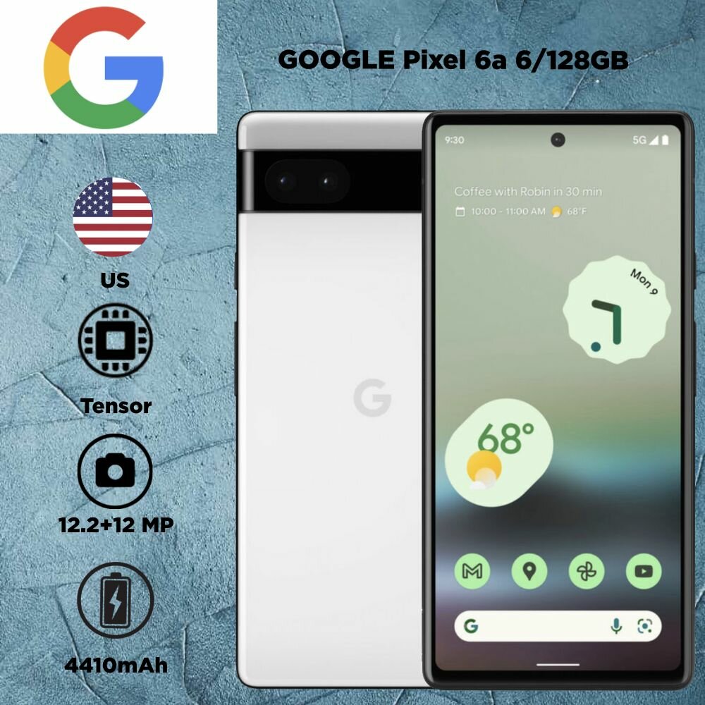 Смартфон Google Pixel 6a 6/128 ГБ, белый