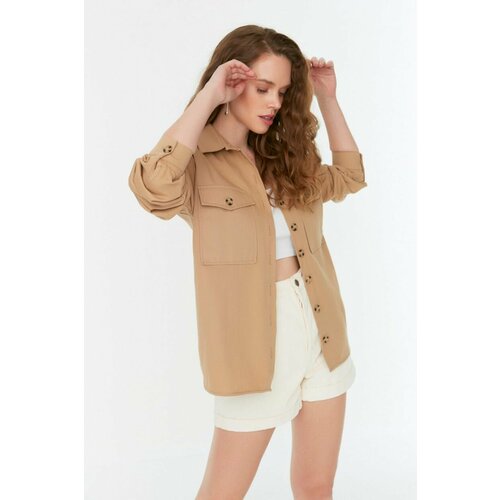 фото Рубашка trendyol, размер 42, бежевый