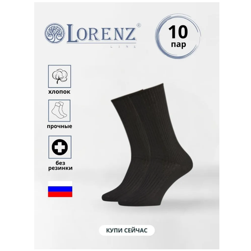 Носки LorenzLine, 10 пар, размер 25 (39-40), черный носки 10 пар 10 уп размер 25 39 40 черный