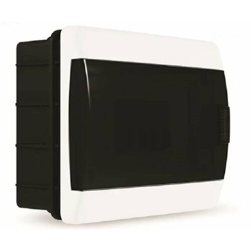 Щит распределительный встраиваемый 8 модулей прозрачная чёрная дверь корпус белый 4501-0108-00100 QUEL TPLAST 480₽