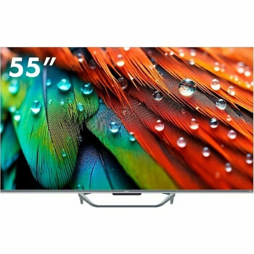 Haier LCD, LED телевизоры Haier 55" Телевизор HAIER Smart TV S4, QLED, 4K Ultra HD, серый, смарт ТВ, Android TV DH1VMZD01RU