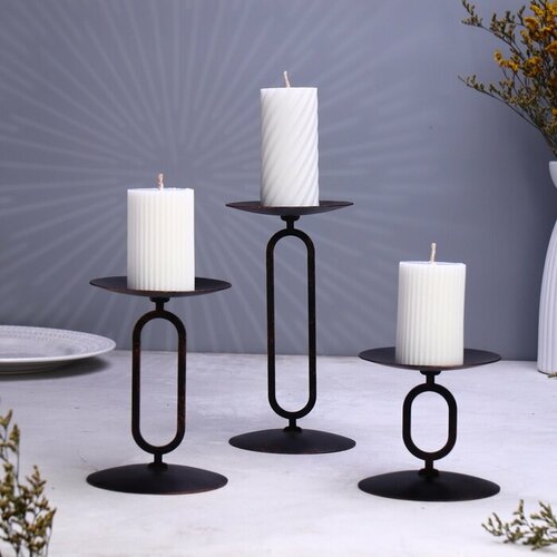 Набор подсвечников 10х20 10х15 10х10 см чёрный 2204₽