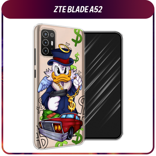 Силиконовый чехол на ZTE Blade A52 / ЗТЕ Блэйд А52 Scrooge McDuck with a Gold Chain, прозрачный