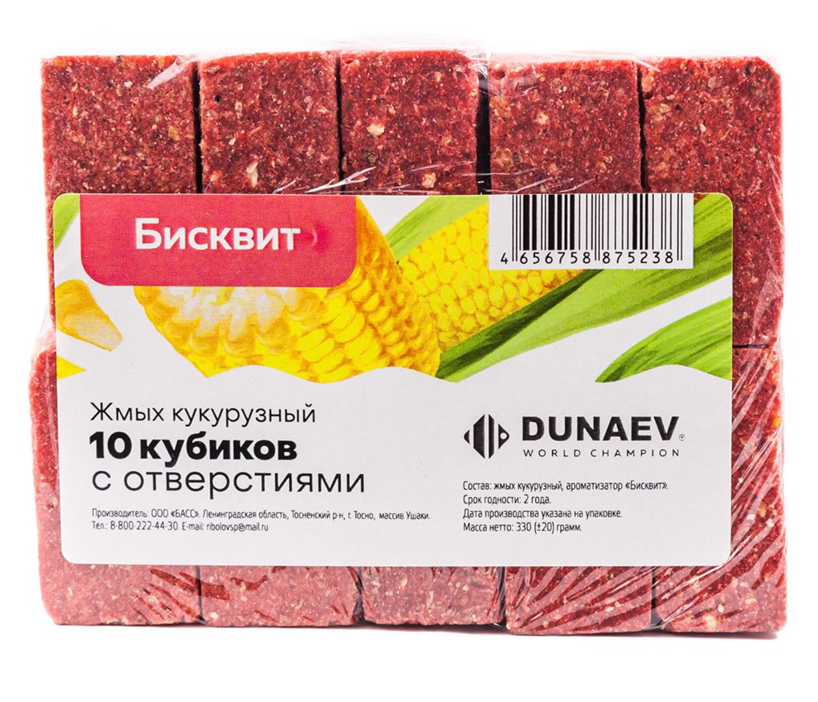 Жмых DUNAEV кукурузный Бисквит 300г. 10штук