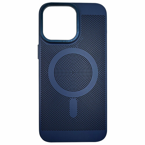 Пластиковый чехол с перфорацией и MagSafe для iPhone 15 Pro, iGrape (Синий)