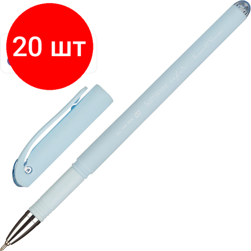 Комплект 20 штук, Ручка шариковая неавтомат. SoftWrite Zefir 0.5мм, син, масл, манж20-0205