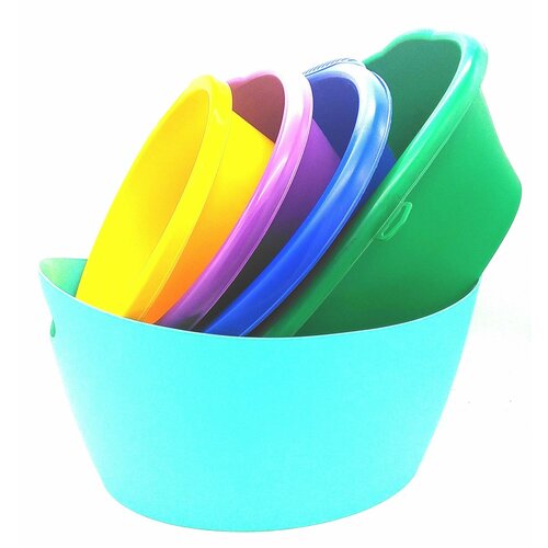 Комплект Мегапласт 5 предметов - таз 20 л овальный, таз для белья 17 л, таз 12 л, таз 10 л, таз 7 л.