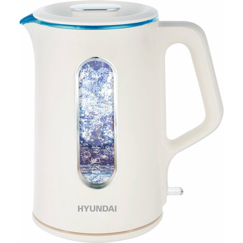 Чайник электрический Hyundai HYK-G8888 15л 1700Вт кремовыйпрозрачный корпус стекло 199200₽