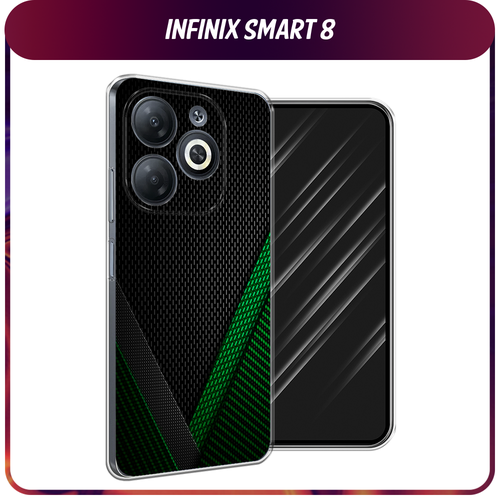 Силиконовый чехол на Infinix Smart 8/Smart 8 HD/Hot 40i / Инфиникс Смарт 8/Смарт 8 HD/Хот 40i Зеленый карбон силиконовый чехол на infinix smart 8 smart 8 hd hot 40i инфиникс смарт 8 смарт 8 hd хот 40i билет в нью йорк прозрачный