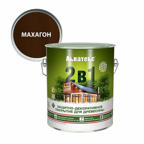 Антисептик Акватекс 2 в 1 биозащитный для дерева махагон 2,7 л