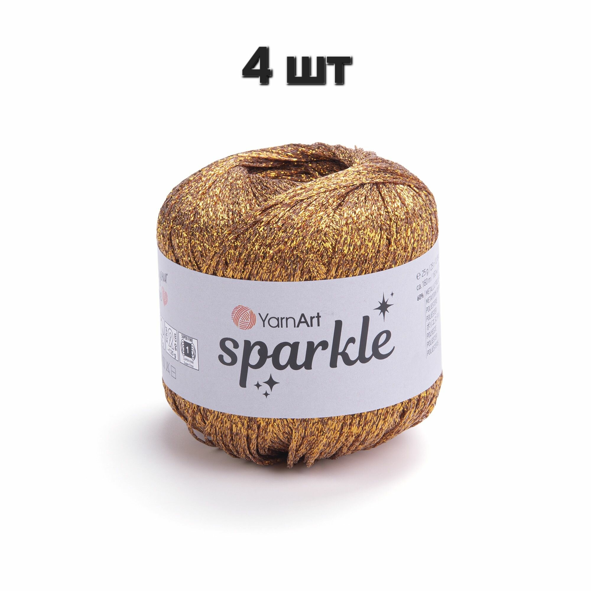 Пряжа YarnArt Sparkle Темное золото (1312) 4 мотка 25 г/160 м (60% металлик, 40% полиамид) ярнарт спаркл