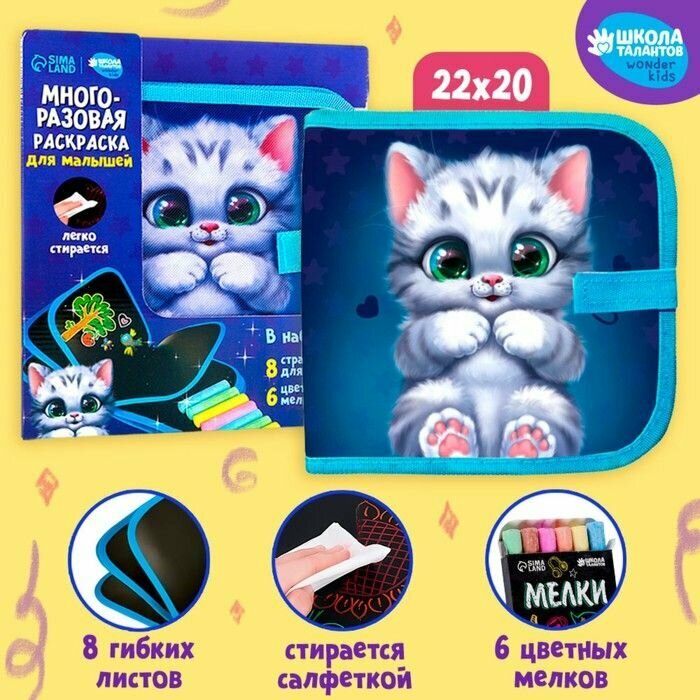 Альбом для рисования многоразовая Котик , 8 страниц