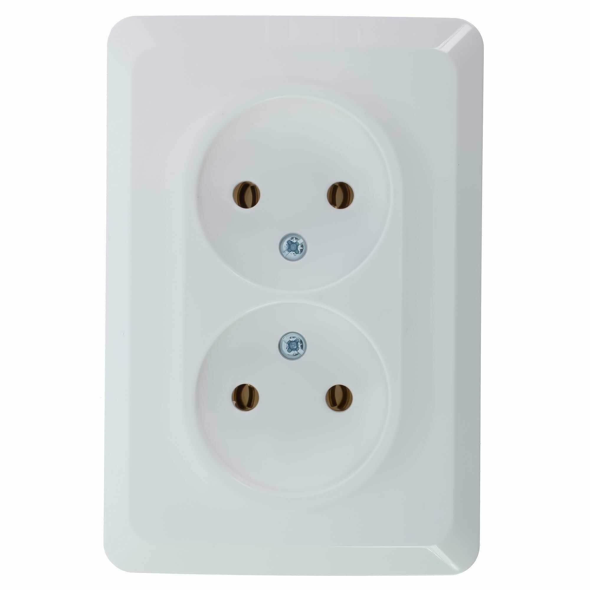 фото Розетка двойная встраиваемая Schneider Electric Этюд без заземления, цвет белый