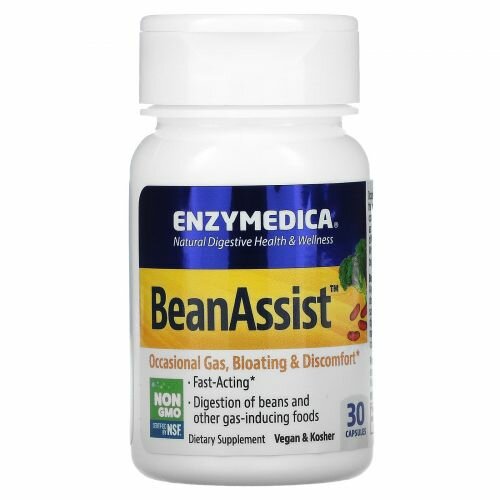 Enzymedica, BeanAssist, Ферменты от вздутия живота, 30 капсул фото