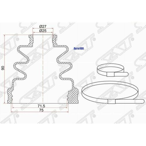 Пыльник шруса внутренний TOYOTA Camry SV35 90-94, Harrier ACU15 00-03 (2 хомута. резина)