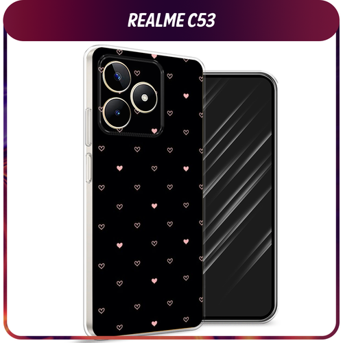 Силиконовый чехол на Realme C53/C51/Note 50 / Реалми C53/C51/Нот 50 Чехол с сердечками силиконовый чехол на realme c51 реалми c51 красные губы